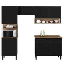 Cozinha Completa 7 Portas 2 Gavetas Bali Itatiaia Preto Matte/Castanho - 2
