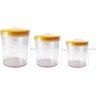 Conjunto 3 Potes Tampa Hermética Para Mantimentos Acrílico Amarelo - 3