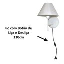 Ver imagem 2 de Arandela de Parede em Alumínio e Cúpula de Algodão para Sala, Quarto Cabeceira de Cama - Branco e Cú
