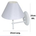 Ver imagem 6 de Arandela de Parede em Alumínio e Cúpula de Algodão para Sala, Quarto Cabeceira de Cama - Branco e Cú