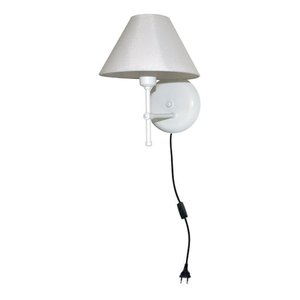 Arandela de Parede em Alumínio e Cúpula de Algodão para Sala, Quarto Cabeceira de Cama - Branco e Cú