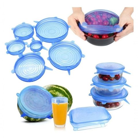 Kit 6 Tampas de Silicone Universal Panelas Vasilhas Lavável