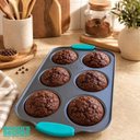 Ver imagem 4 de Forma para Cupcake Muffin Mini Bolo BS10526 Antiaderente Aço Carbono Silicone 6 Cavidades Cinza