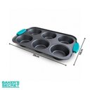 Ver imagem 3 de Forma para Cupcake Muffin Mini Bolo BS10526 Antiaderente Aço Carbono Silicone 6 Cavidades Cinza