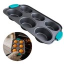 Ver imagem 1 de Forma para Cupcake Muffin Mini Bolo BS10526 Antiaderente Aço Carbono Silicone 6 Cavidades Cinza