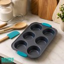 Ver imagem 5 de Forma para Cupcake Muffin Mini Bolo BS10526 Antiaderente Aço Carbono Silicone 6 Cavidades Cinza