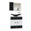 Ver imagem 2 de Conjunto Pequim Mdf Gabinete Banheiro com Espelheira e Cuba:preto