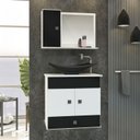 Ver imagem 1 de Conjunto Pequim Mdf Gabinete Banheiro com Espelheira e Cuba:preto