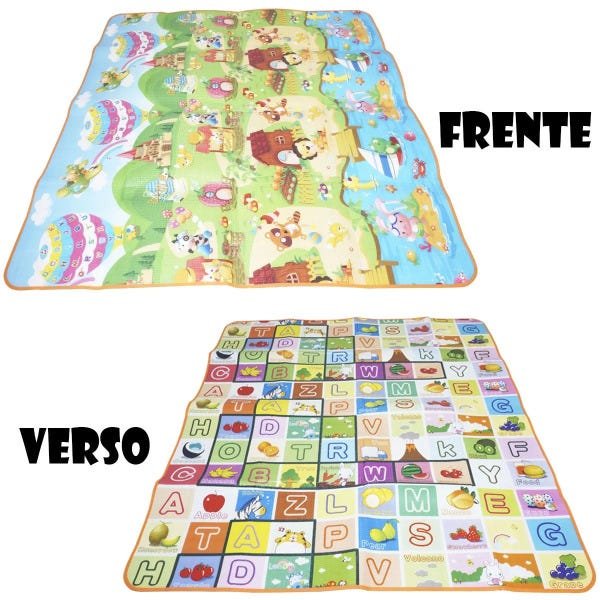 Tapete de Atividade Bebe Infantil Emborrachado 2x1 Recreação 1,80x2,00m Importway BWTI-1820 - 3