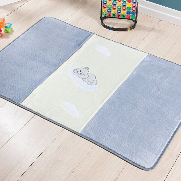 Passadeira Infantil Premium Urso Baby Cinza Prata 1,20M x 74cm - 1