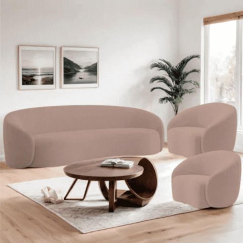 Kit Sofá Amore 3 Lugares e 2 Poltronas 180cm Rosa Mabe Magazine