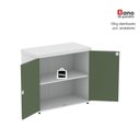 Ver mais imagens de Armário Baixo para Escritório PE40 com 2 Portas Pivotantes Cinza/Branco/Sálvia
