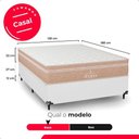 Ver imagem 4 de Cama Box Casal Branco + Colchão Paris Molas Ensacadas Bege Couro Branco/bege