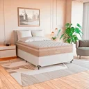 Ver imagem 1 de Cama Box Casal Branco + Colchão Paris Molas Ensacadas Bege Couro Branco/bege