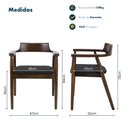 Ver imagem 6 de Cadeira de Jantar Restaurante Eventos Crosshatch Hiroshima Madeira com Assento Estofado Conforto