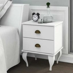 Mesa de Cabeceira Classico 2 Gavetas - Branco - Movelbento - 1 Mesa de Cabeceira Classico 2 Gavetas - Branco - Movelbento - 1