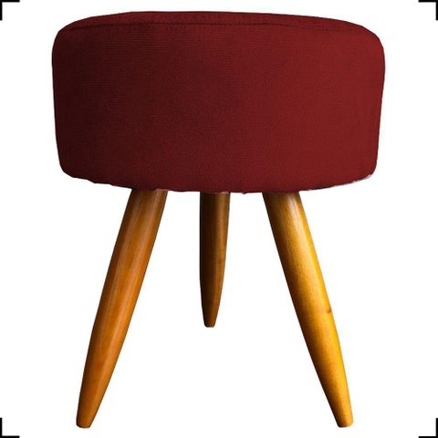 Puff Redondo Decorativo para Sala Quarto Penteadeira Pés Palito Suede Bordô
