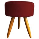 Ver imagem 1 de Puff Redondo Decorativo para Sala Quarto Penteadeira Pés Palito Suede Bordô