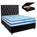 Ver imagem 1 de Conjunto Cama Box Bau Preto Casal + Colchão Molas Ensacadas Blue Paropas + Cabeceira