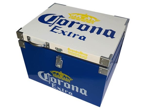 Caixa Térmica Bebidas Personalizada Corona 30 Litros 45 Latas Aço Galvanizado - EvandroShop - 1