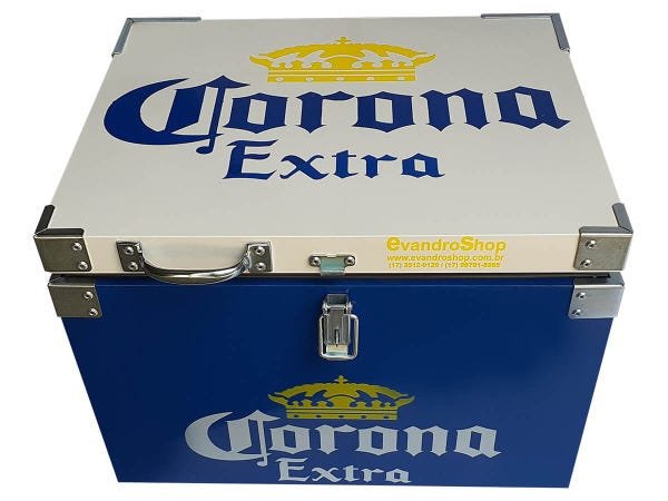 Caixa Térmica Bebidas Personalizada Corona 30 Litros 45 Latas Aço Galvanizado - EvandroShop - 2