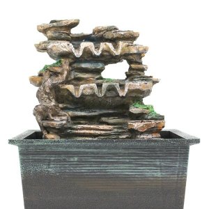 Fonte Decorativa Cascata Água Feng Shui Resina Luz LED Gt743