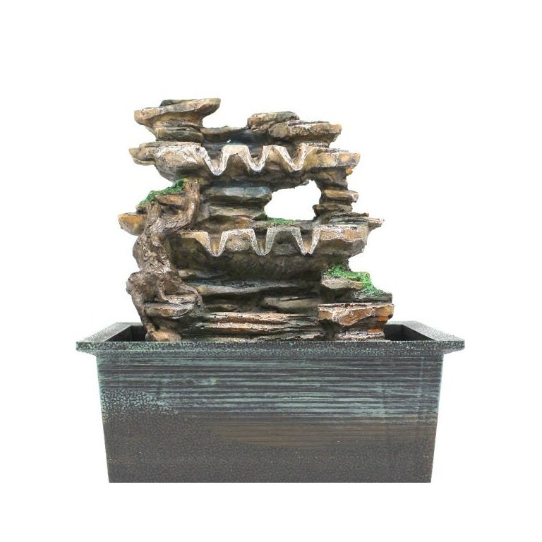 Fonte Decorativa Cascata Água Feng Shui Resina Luz LED Gt743