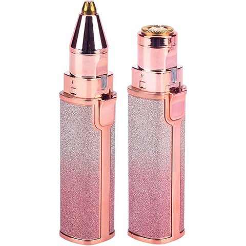 Máquina de barbear com BATOM +CANETA NV feminino mini depilador de sobrancelha elétrica 2 em 1 de ca