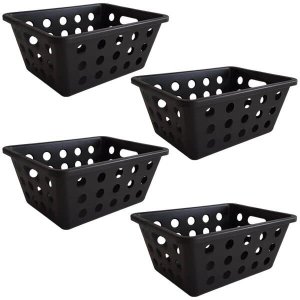 4 Cestos Organizadores Caixas Organizadoras Pequena para Guardar Preto
