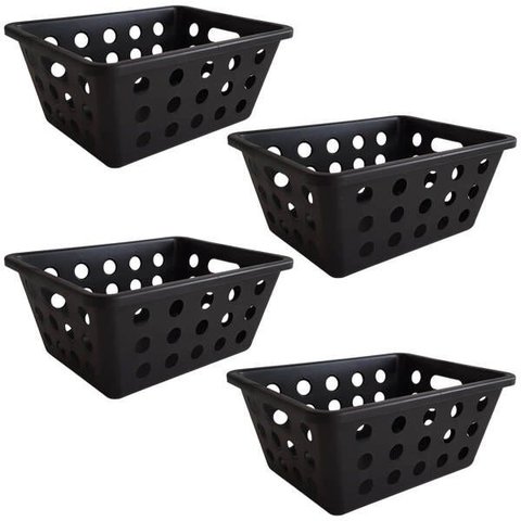 4 Cestos Organizadores Caixas Organizadoras Pequena para Guardar Preto