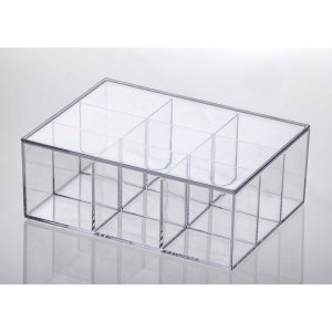 Caixa Acrílica com Divisórias e Tampa 22,5x16,5x8,5cm - Elegance