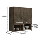 Ver imagem 2 de Armário Aéreo Móveis De Cozinha Multiuso 2 Portas Castani