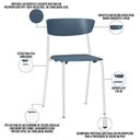 Ver imagem 2 de Kit 06 Cadeiras Empilhável Fixa Atom F02 Base Aço Branco Azul - Lyam Decor