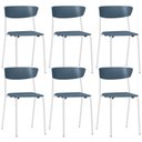 Ver imagem 1 de Kit 06 Cadeiras Empilhável Fixa Atom F02 Base Aço Branco Azul - Lyam Decor