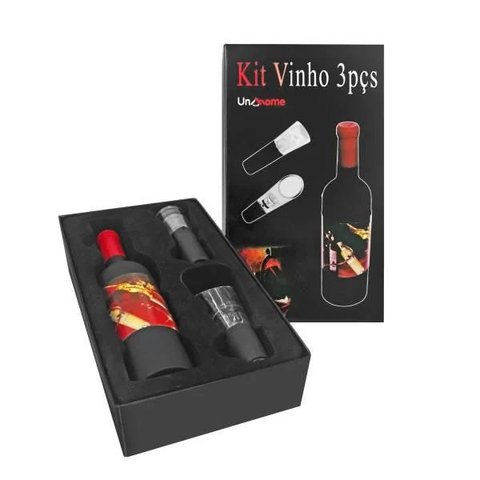 Kit De Vinho Saca Rolha, Bico e Bomba de Ar