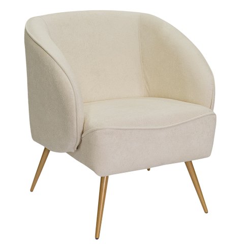 Poltrona para Sala de Estar Agnes Pés Aço Ouro Fosco Bouclé Off White - Nexta Casa