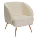Ver imagem 1 de Poltrona para Sala de Estar Agnes Pés Aço Ouro Fosco Bouclé Off White - Nexta Casa