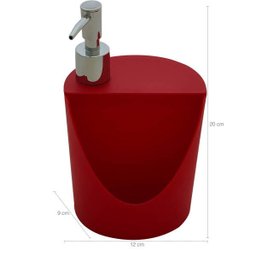 Kit Para Pia Escorredor Dispenser Porta Talher Lixeira 2,5l Vermelho Bold - 6
