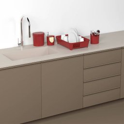 Kit Para Pia Escorredor Dispenser Porta Talher Lixeira 2,5l Vermelho Bold - 8