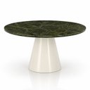 Ver imagem 1 de Mesa de Jantar Cone Redonda 100 cm Tampo Mármore Verde Vitória Régia Base Laca Off White