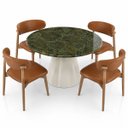 Ver imagem 3 de Mesa de Jantar Cone Redonda 100 cm Tampo Mármore Verde Vitória Régia Base Laca Off White