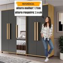 Ver imagem 5 de Guarda-Roupa Casal 5 Portas com Espelho Sapateira e 3 Gavetas Interna Munique Cinza/Cinamomo/Grafite