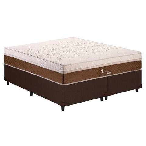 Cama Box King: Colchão Molas Polar MasterPocket Ensacadas Jasmim + Base CRC Linhão Marrom(193x203)