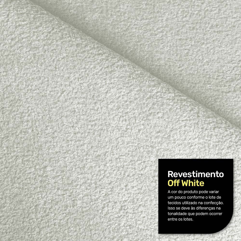 Kit 02 Poltronas Decorativas Living Bloom com Pés de Madeira Bouclê Off White - Desk Design - 3