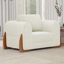 Ver imagem 2 de Kit 02 Poltronas Decorativas Living Bloom com Pés de Madeira Bouclê Off White - Desk Design