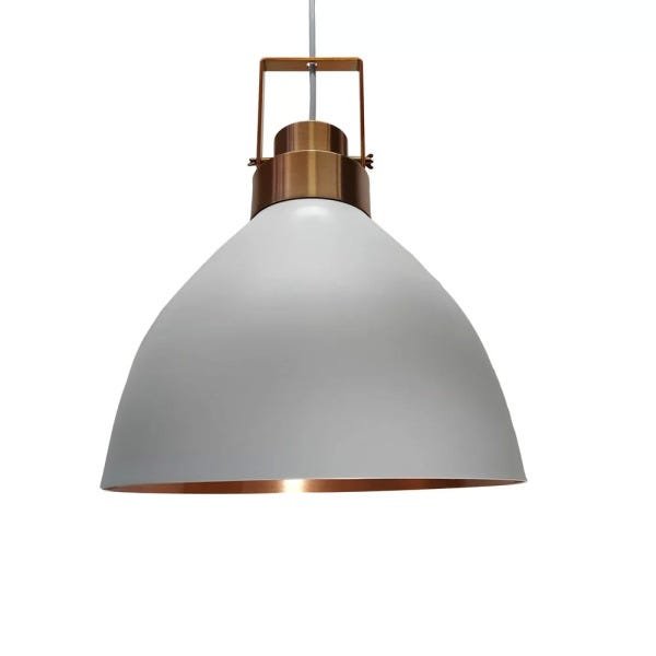 Pendente Oviedo Branco Interno Cobre 1E27 PD300/BC_CO Kin Ligth - 1