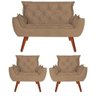 Namoradeira + 2 Poltronas Opala Suede Bege - 1