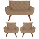 Ver imagem 1 de Namoradeira + 2 Poltronas Opala Suede Bege