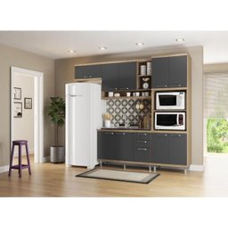 Cozinha Compacta Completa Multimóveis com 4 peças Sicília 5828 Argila/Grafite - 4 Cozinha Compacta Completa Multimóveis com 4 peças Sicília 5828 Argila/Grafite - 4
