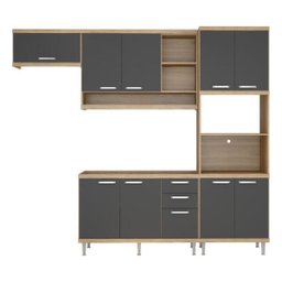 Cozinha Compacta Completa Multimóveis com 4 peças Sicília 5828 Argila/Grafite - 2 Cozinha Compacta Completa Multimóveis com 4 peças Sicília 5828 Argila/Grafite - 2